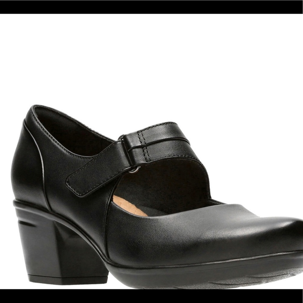 Clarks Emslie Lulin Mary Jane Heels Black Sz 8